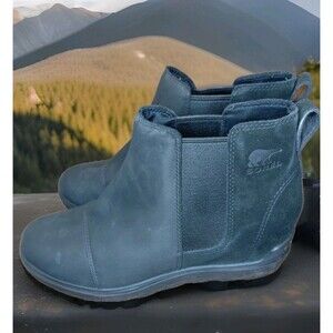 Sorel EVIE II CHELSEA Bootie Waterproof  Leather Ankle Boots Black Women Size 10